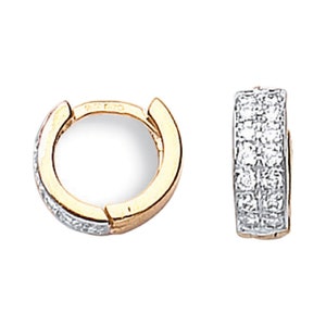 9Karat Yellow Gold  Cubic Zirconia Plain Earrings, Unisex