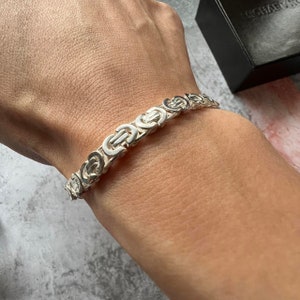 Sterling silver Flat Byzantine Link Chain Bracelet for men 7.5inch