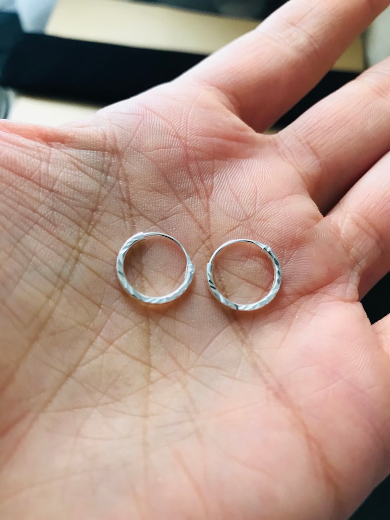 925 Sterling Silver 10mm Diamond Cut Hoop Sleeper Earrings Design 2 Pair 925 Sterling Silver 10mm Diamond Cut Hoop Sleeper Earrings Design 2 Pair