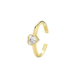 Handcrafted 9Ct Yellow Gold Heart Ear Cartilage Cuff Earrings with Sparkling Cubic Zirconia Stones