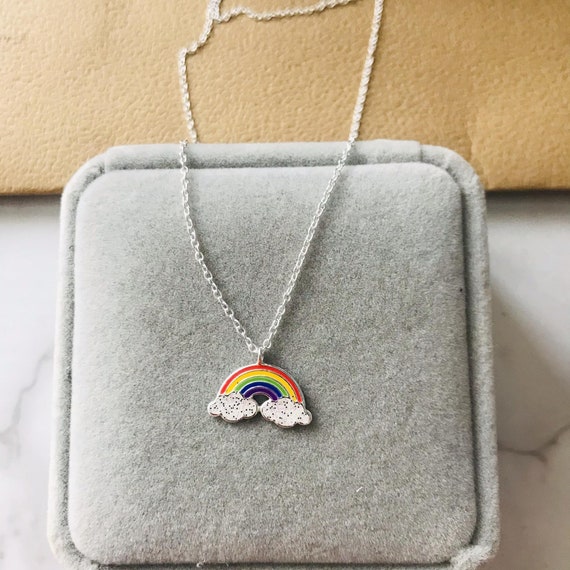 Regalo collana pendente arcobaleno in argento sterling per bambini - Italia