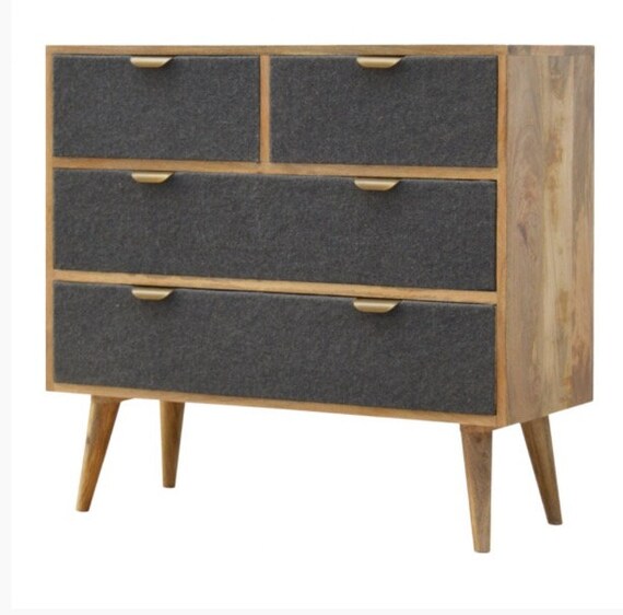 Chest Of Drawers Solid Wood Drawers Grey And Wood Drawers Etsy
