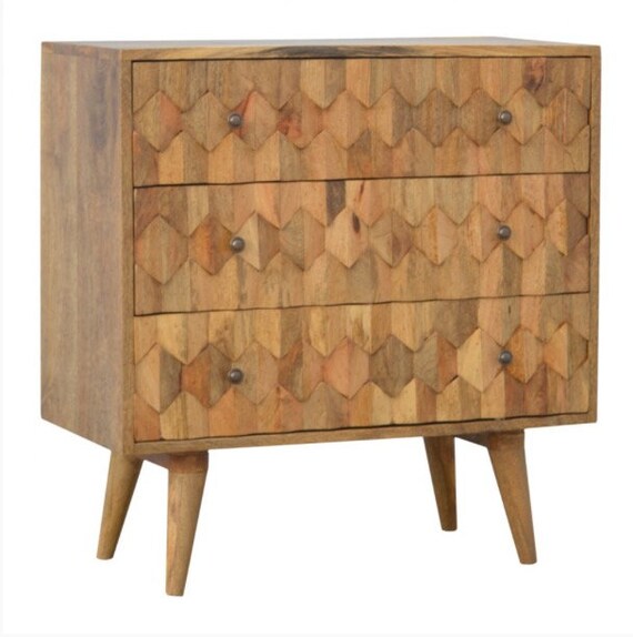 Pineapple Carved Chest Of Drawers Three Drawer Chest Unusual Etsy