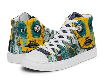 Abstract Art Men's High-Top Custom Sneakers: Custom Artwork shoes, Stand Out in Style!