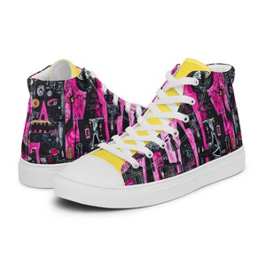 Women's Artistic High-Top Sneakers, Unique Canvas Shoes, Fashion Streetwear Sneakers, Gift for Sneaker Lovers
