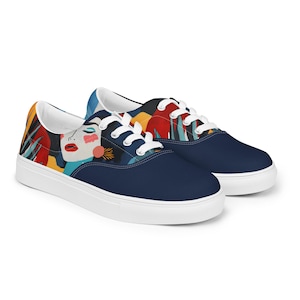 Gift for him Custom Men’s lace-up canvas shoes, Unique lace-up shoes, Original canvas shoes