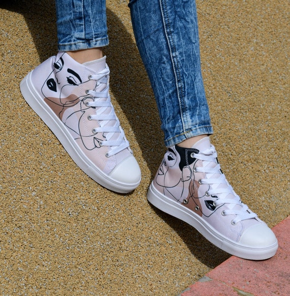 High-Top Canvas Sneakers with Unique Graphics Men main image 4