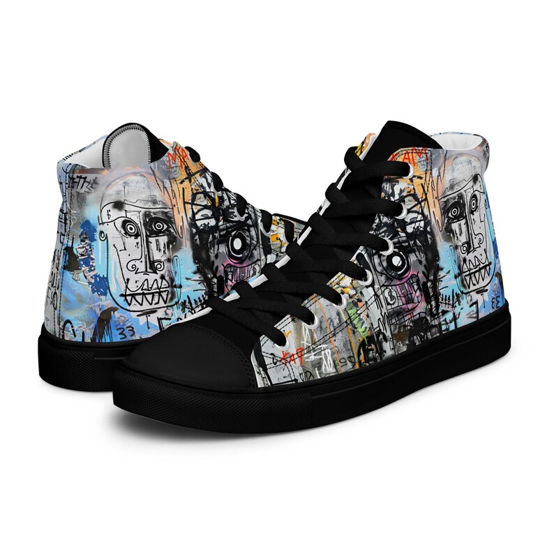 Artistic Custom Sneakers, Mens High-Top Sneakers, Art Sneakers, Canvas shoes, Original shoes, Artistic Sneakers, Gift for Art lovers