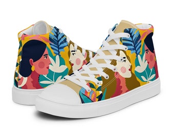 Gift for her High-Tops for Women, Custom Handcrafted Sneakers, Stylish Original Canvas Footwear