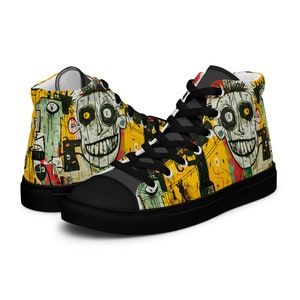 Women's Artistic High-Top Sneakers, Unique Canvas Shoes, Fashion Streetwear Sneakers, Gift for Sneaker Lovers