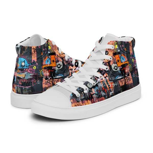 Graffiti Art Custom Sneakers, Men's High-Top Sneakers, Urban Sneaker, Canvas shoes, Original shoes, Artistic Sneakers, Gift for Art lovers