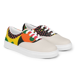 Gift for him Custom Men’s lace-up canvas shoes, Unique lace-up shoes, Original canvas shoes