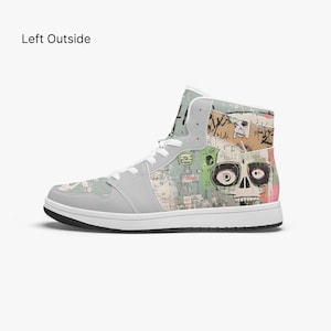 Abstrakte Kunst High-Top Leder Sneakers - Bunte Künstlerschuhe für Männer & Frauen