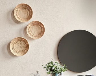 Rattan Wall Hangings, Round Rattan Wall Pieces,Panier mural rotin,Wall Decor, Boho Wall Baskets, Boho Wall Decor,Small Woven Basket for Wall