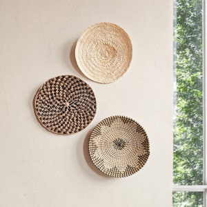 Tropical Wall Hangings, Round Rattan Wall Pieces, Panier mural rotin, Wall Decor, Boho Wall Baskets, Boho Wall Decor,Woven Basket for Wall