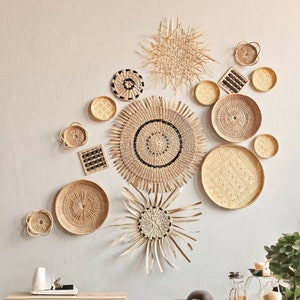 Set of 16 wall Hangings (Railay), Round Rattan Wall Pieces, Wall Decor, Boho Wall Baskets, Boho Wall Decor, Panier mural rotin, Wandkorb