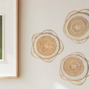 3 Sun rays set-Shaped Wall Hanging Boho Wall hangings, Wall Baskets, Bohemian Home Decor, Wall Decor, Rattan Baskets, Living Room Decor image 5