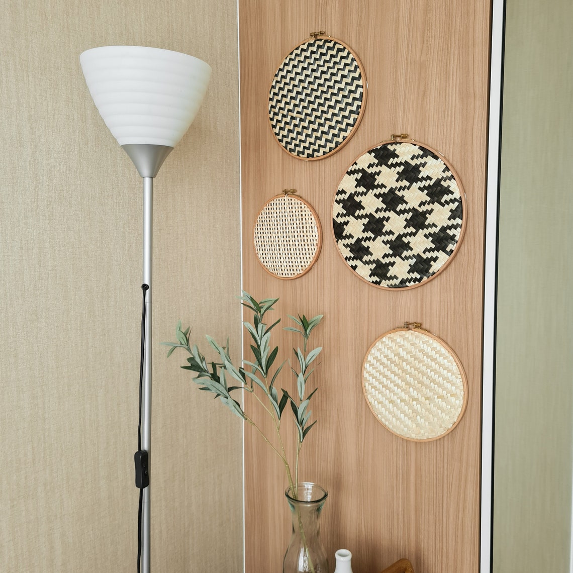Set of 4 Bamboo Wall Baskets Woven Wall Decor Round Wall Etsy