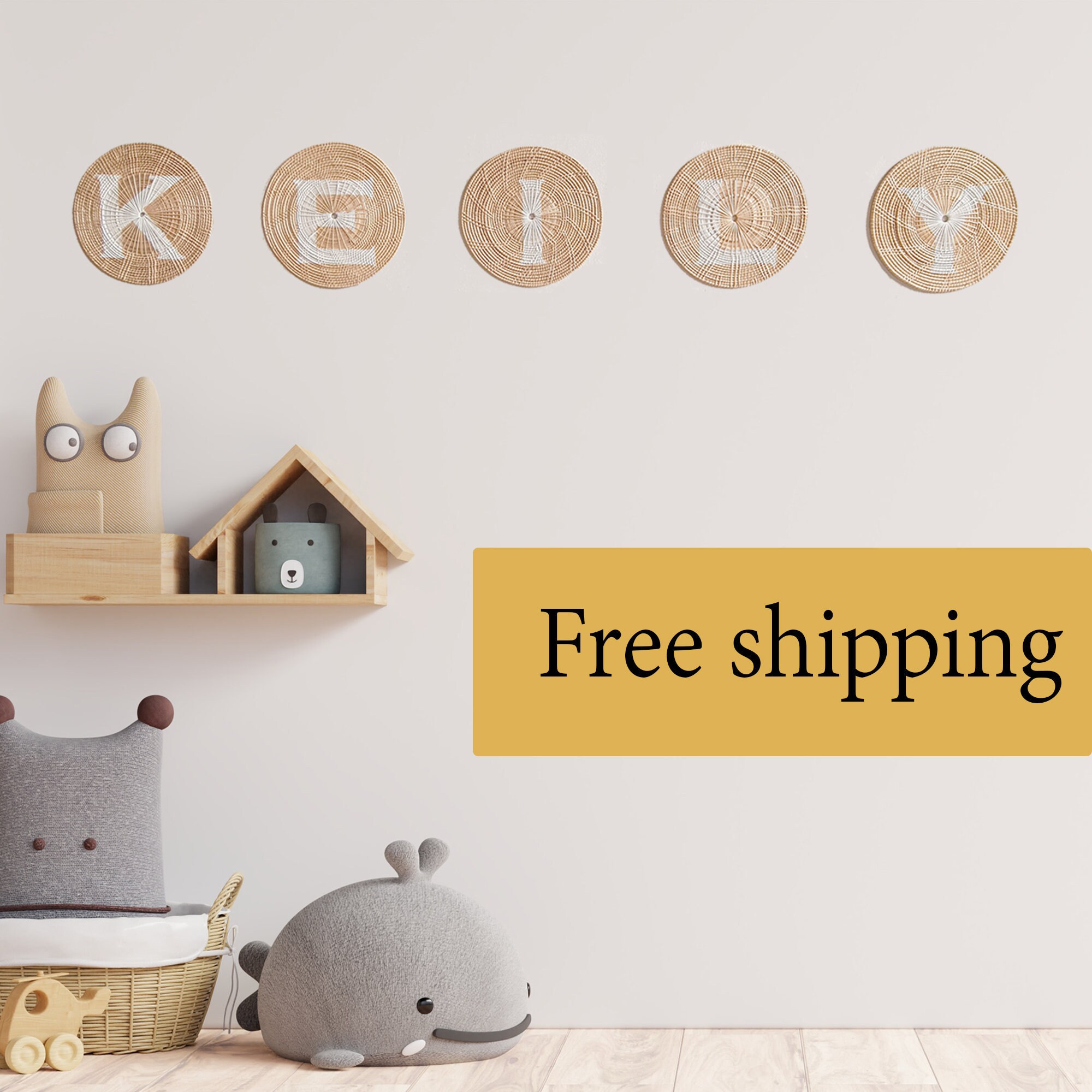 Custom baby name wall hangings Baby name sign Nursery wall Etsy