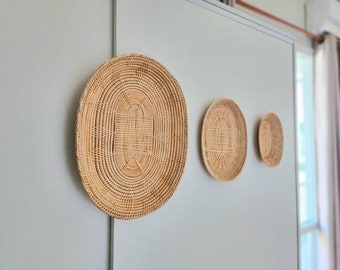 Set 3 Rattan Wall Hangings, Rattan Wall Pieces, Round Wall Decor, Wall Baskets, Boho Style, Warm Decor, House Warming Gift, Baskets for Wall