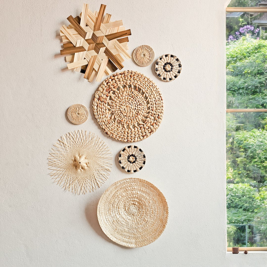 Set of 8 Wall Hangings (le Jardin), Natural Wall Decor, Rattan Home