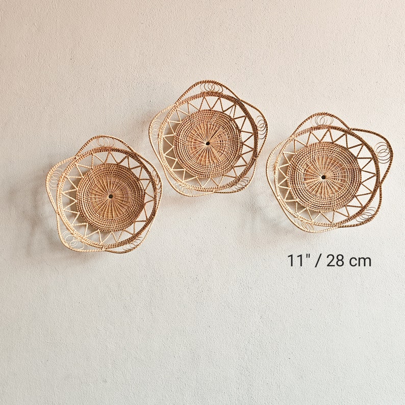 3 Sun rays set-Shaped Wall Hanging Boho Wall hangings, Wall Baskets, Bohemian Home Decor, Wall Decor, Rattan Baskets, Living Room Decor image 4