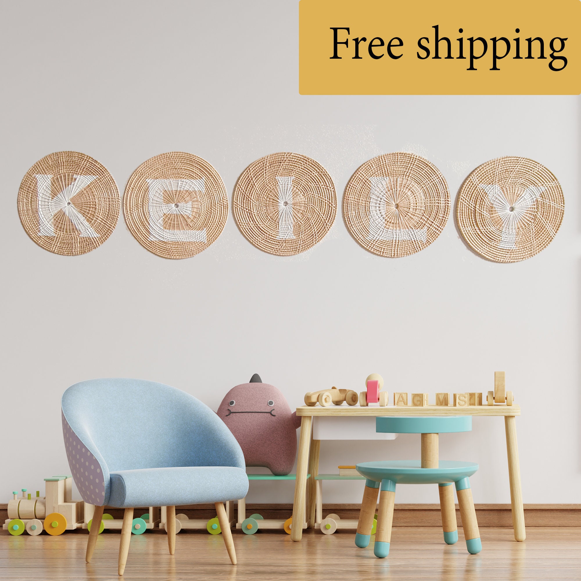 Custom baby name wall hangings Baby name sign Nursery wall Etsy