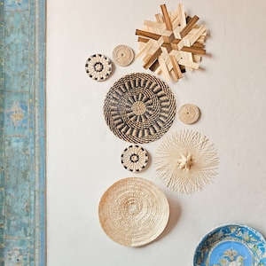 Set of 8 wall hangings (Morning Bangkok), natural wall decor, rattan home decor, deco mural, Boho wall decor, wall basket for living room