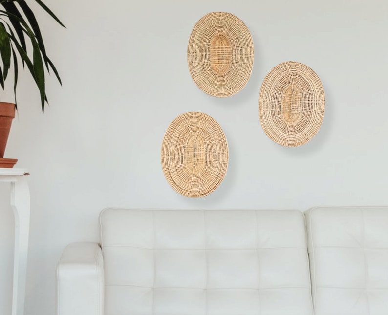 Wall Hanging for Modern Home Oval Rattan Wall Decor Wall - Etsy