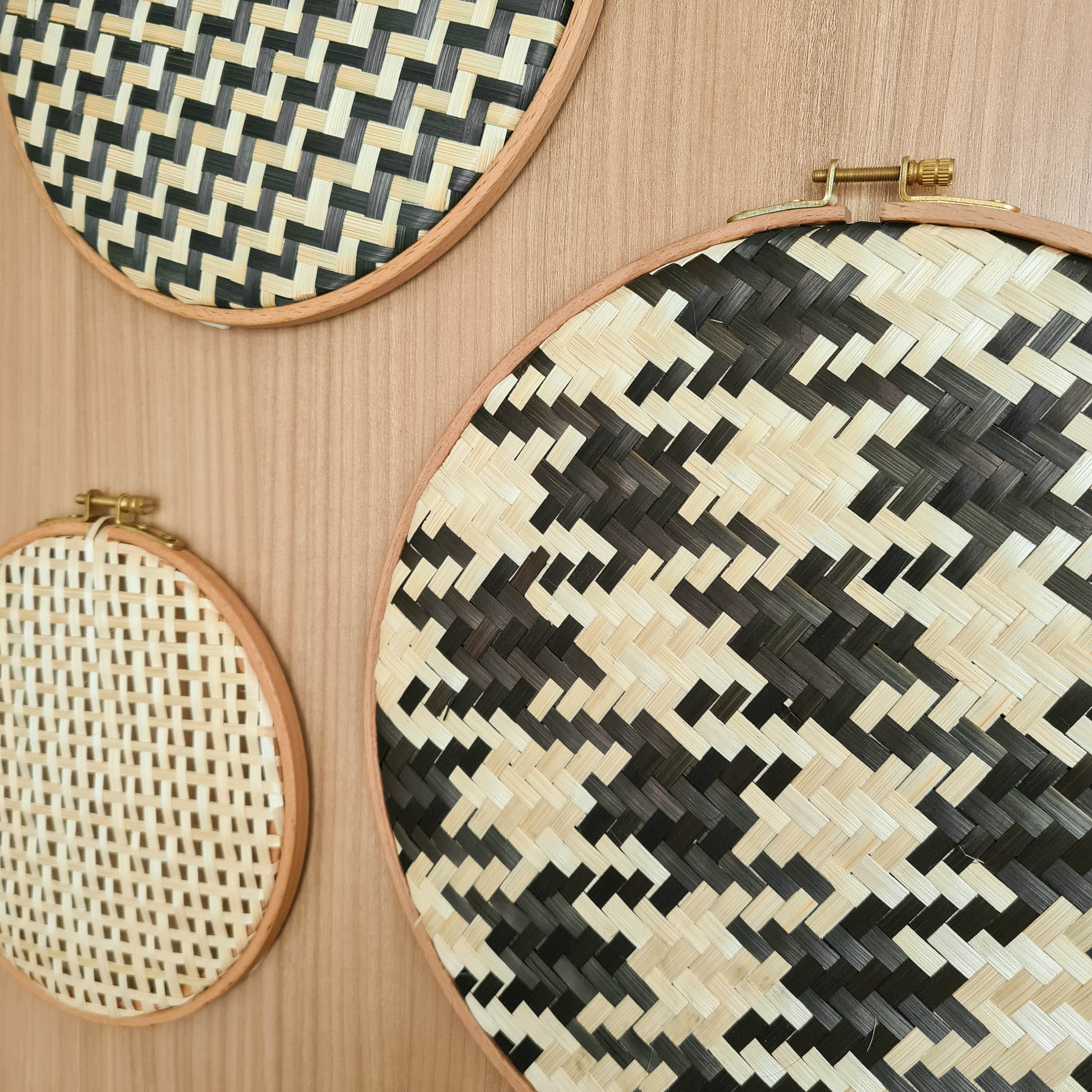 Set of 4 Bamboo Wall Baskets Woven Wall Decor Round Wall Etsy