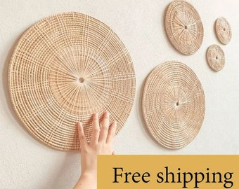 Round Wall Hangings, Round Rattan Wall Decor, Wall Art, Wall Baskets, Boho Basket, Living Room Decor, House Warming Gift, Bedroom Decor