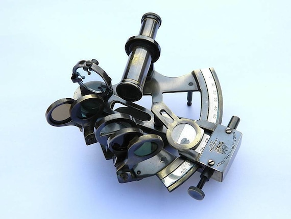 Beautiful Brass Marine Nautical Sextant Navigation Astrolabe Maritime Leather