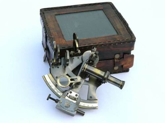 Beautiful Brass Marine Nautical Sextant Navigation Astrolabe Maritime Leather
