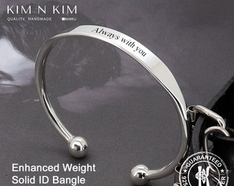 Silver Id Bangle Bracelet, Personalised ID Bangle, Torque ID
