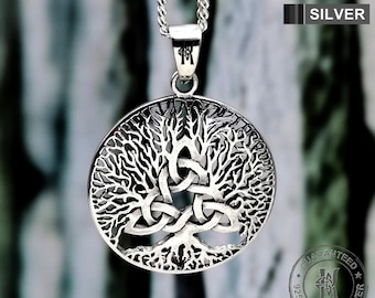 Sterling Silver Triquetra Tree of Life Pendant Necklace