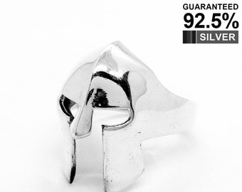 Sterling Silver Gladiator Helmet Ring: Ancient Roman Spartan Warrior