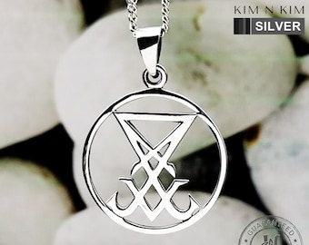 Sterling Silver Sigil of Lucifer Pendant Necklace: Devil Amulet