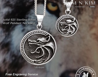 Sterling Silver Witcher Wolf Pendant Necklace: Handmade Unisex Jewelry