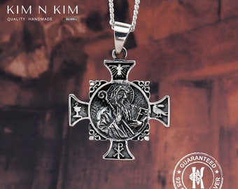 Sterling Silver Maltese Cross Necklace Men Saint Benedict Pendant ...
