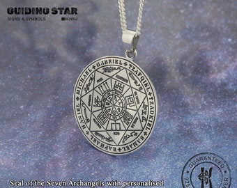 Seal of the Seven Archangels Pendant Necklace, Protective Seals of Solomon, Silver Archangels Pendant, Protection Jewellery - KIMNKIM