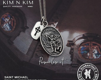 Sterling Silver Saint Michael Pendant Necklace: Handmade Religious Gift