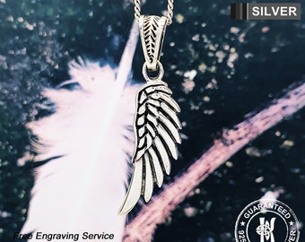 Oxidized Sterling Silver Angel Wing Pendant Necklace