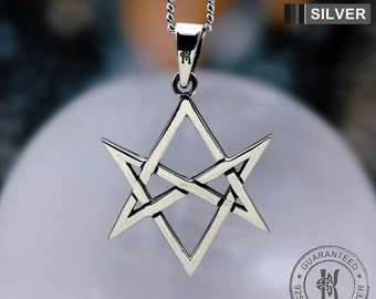 Sterling Silver Unicursal Hexagram Pendant Necklace: Thelema Crowley Amulet