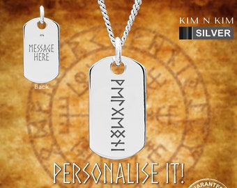 Sterling Silver Runic Pendant Necklace: Personalized Viking Jewelry