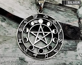 MENDEL Mens Stainless Steel 6 Point Star Astrology Zodiac Pagan Pendant Necklace