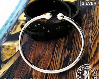 Handmade Sterling Silver Torque Bangle Bracelet - Unisex Adjustable Cuff