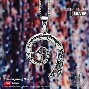 Norse Viking Drakar Snake Pendant Necklace, Viking Ship Prow Pendant, Jormungandr Snake Necklace, Viking Jewellery, Odin, Valhalla - KIMNKIM