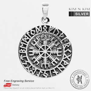 Vegvisir Compass Necklace, Viking Compass Pendant, Norse Runes Pendant Protection Amulet, Viking Jewellery, Personalised Gifts - KIMNKIM