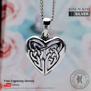 Celtic Knot Heart Pendant Necklace, Celtic Heart Pendant, Celtic Heart Necklace, Personalised Celtic Heart Pendant, Birthday Gift - KIMNKIM