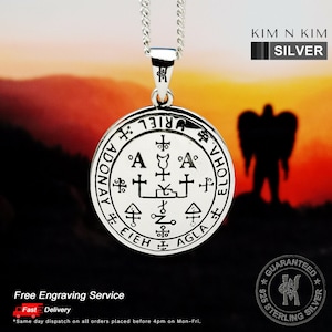 Silver Sigil of the Archangel Uriel Pendant Necklace, Sigil of the Archangels Pendant, Protection Amulet Pendant, Birthday Gift - KIMNKIM